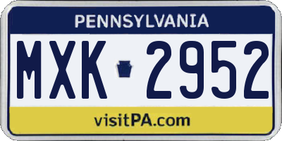 PA license plate MXK2952