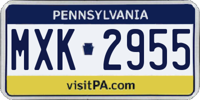 PA license plate MXK2955
