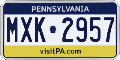 PA license plate MXK2957