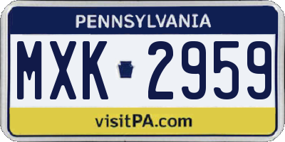 PA license plate MXK2959