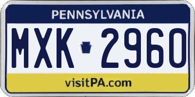 PA license plate MXK2960