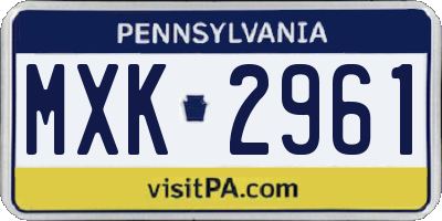 PA license plate MXK2961