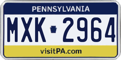 PA license plate MXK2964