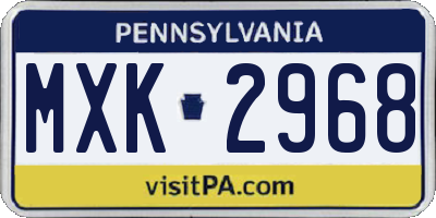 PA license plate MXK2968