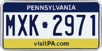 PA license plate MXK2971