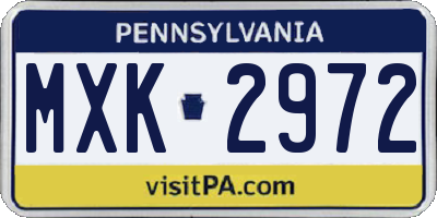 PA license plate MXK2972