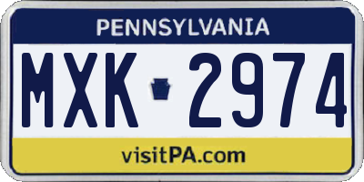 PA license plate MXK2974