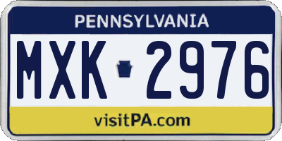 PA license plate MXK2976