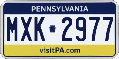 PA license plate MXK2977