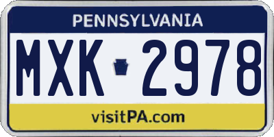 PA license plate MXK2978