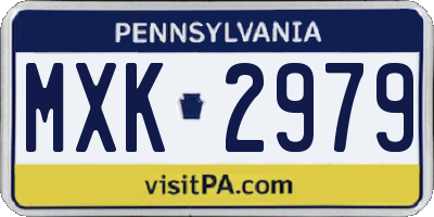 PA license plate MXK2979
