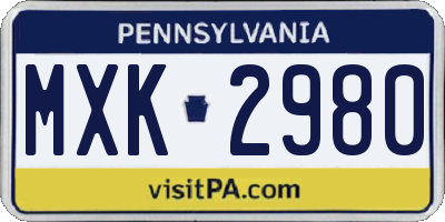 PA license plate MXK2980