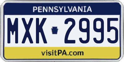 PA license plate MXK2995
