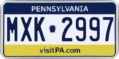 PA license plate MXK2997
