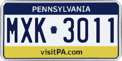 PA license plate MXK3011