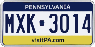 PA license plate MXK3014