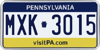 PA license plate MXK3015