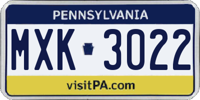 PA license plate MXK3022