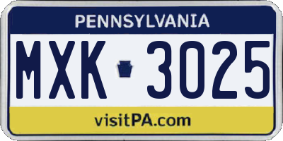 PA license plate MXK3025