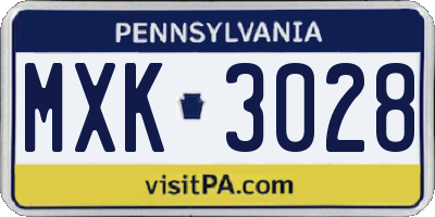 PA license plate MXK3028