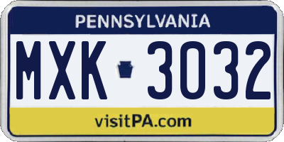 PA license plate MXK3032