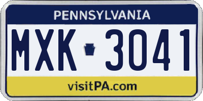 PA license plate MXK3041