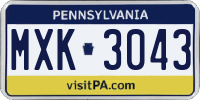 PA license plate MXK3043