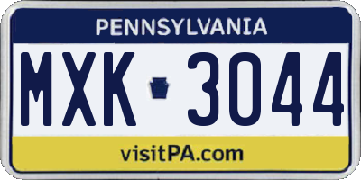 PA license plate MXK3044