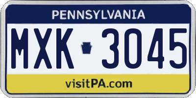PA license plate MXK3045