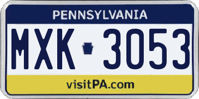 PA license plate MXK3053