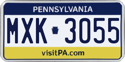 PA license plate MXK3055