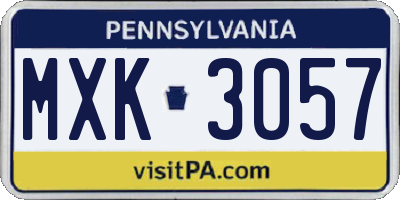 PA license plate MXK3057
