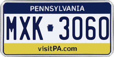 PA license plate MXK3060