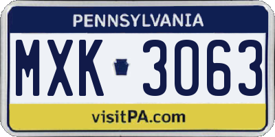 PA license plate MXK3063