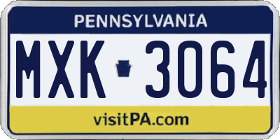 PA license plate MXK3064