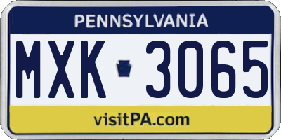 PA license plate MXK3065
