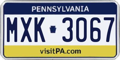 PA license plate MXK3067