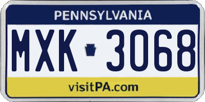 PA license plate MXK3068