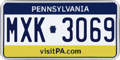PA license plate MXK3069