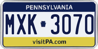 PA license plate MXK3070