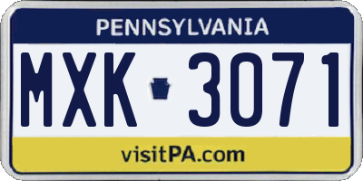 PA license plate MXK3071