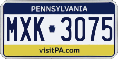 PA license plate MXK3075