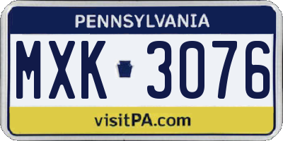 PA license plate MXK3076