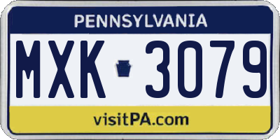 PA license plate MXK3079