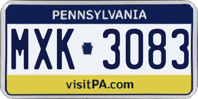 PA license plate MXK3083