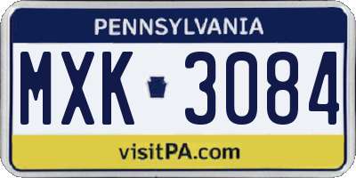 PA license plate MXK3084