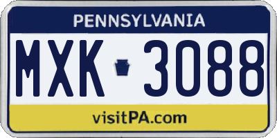 PA license plate MXK3088