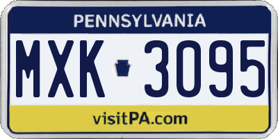 PA license plate MXK3095