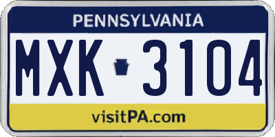 PA license plate MXK3104