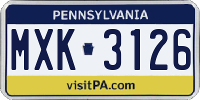 PA license plate MXK3126